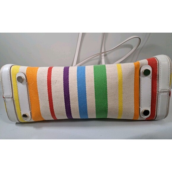 Kate Spade Rainbow Medium Market Tote Linen Canvas & Leather - Picture 4 of 16